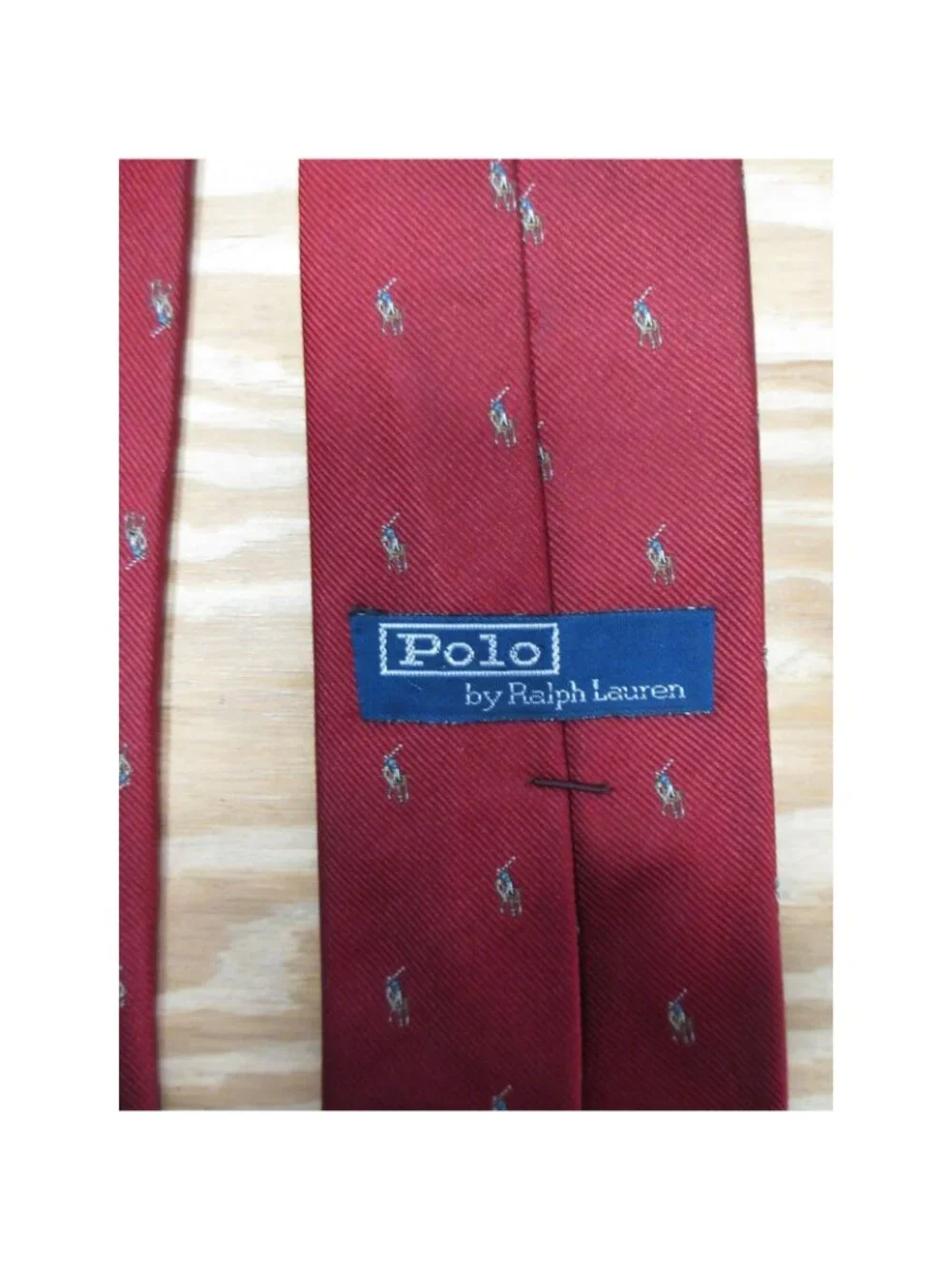 VTG Polo Ralph Lauren Neck Tie Silk Flesh Pony AOP Textured Hand Made